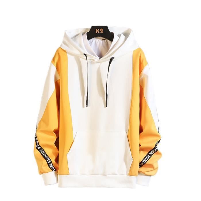SweatShirt Ado Garcon a La Mode Hommes a Manches Longues Sweat a Capuche Blouse Pull Sweat Tops Pas Cher Chemisier Pullover Jaune Jaune Cdiscount Pret a Porter