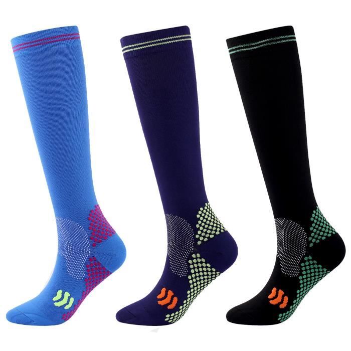 Lot de 3 Paires Chaussettes de Contention pour Hommes et Femmes,WOVTE Bas de Contention pour