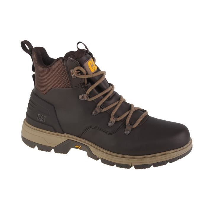 Chaussures d'hiver homme Caterpillar Leverage Hiker WP P725147 en cuir marron à lacets plats