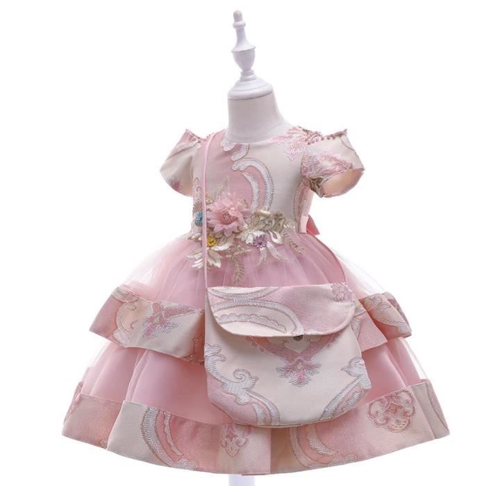Generisch Robe De Princesse Pour Enfant Fille - Robe Longue Épaule Pompon Fête Performance 2025