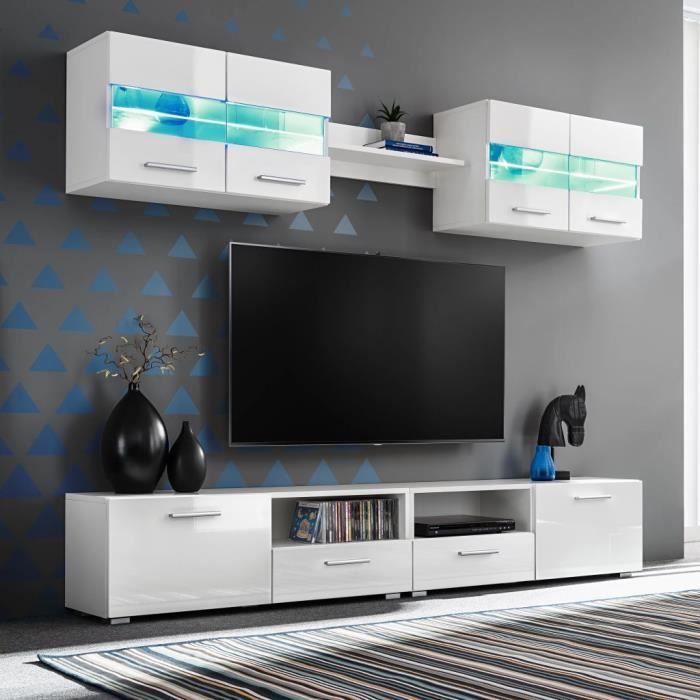 Ensemble Meuble Mural Tv 5 Pcs Lumieres Led Haute Brillance Achat Vente Meuble Tv Ensemble Meuble Mural Tv 5 Cdiscount