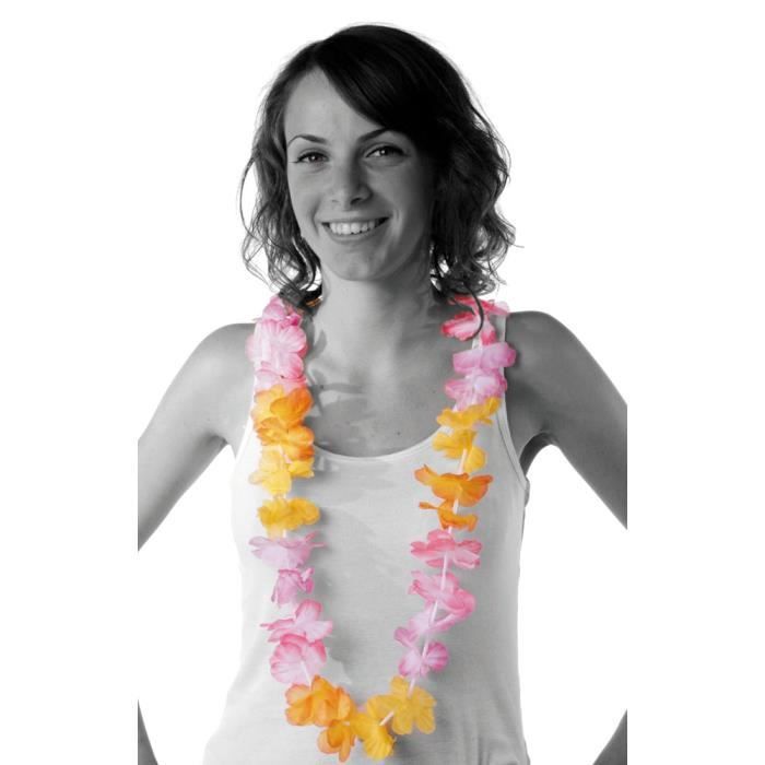 Collier de fleurs - PARTY PRO - Sunshine - Rose et Jaune - Accessoire pour soirée hawaienne