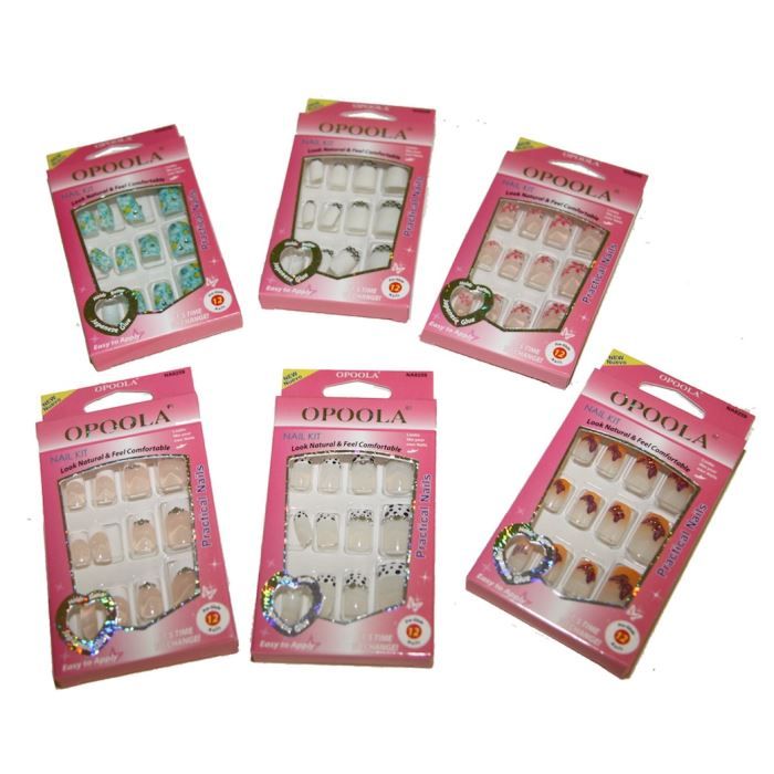 Kit Faux Ongles French Rose Argent - 12 Capsules Prêtes à Poser + Colle - Marque Nail Art - Neuf