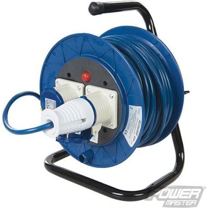 rallonge industrielle sur enrouleur 16 a 230 v 2 prises 25 m cdiscount bricolage