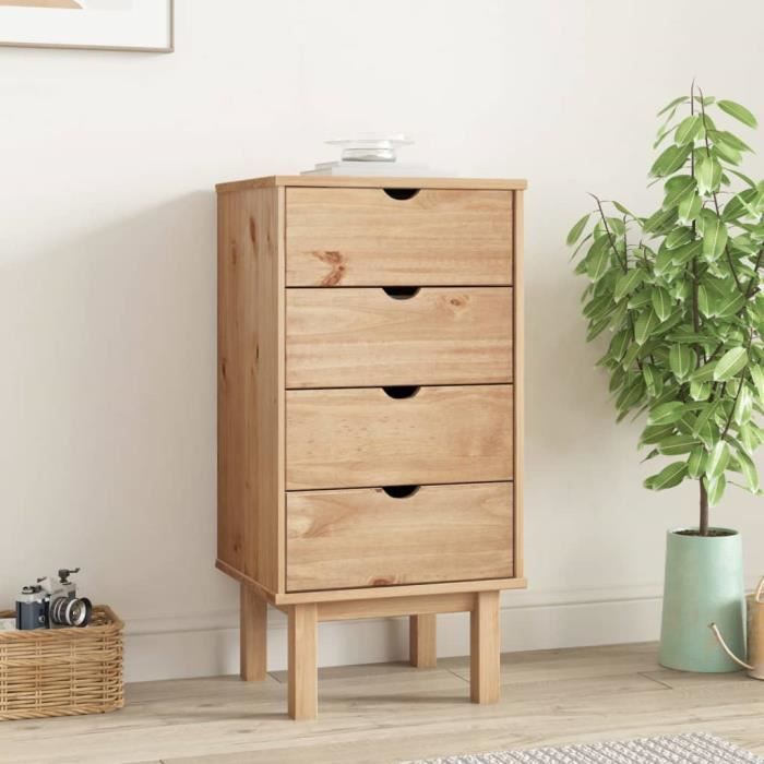 Commode - SALALIS - OTTA - Bois de pin massif - 4 tiroirs - Style scandinave moderne