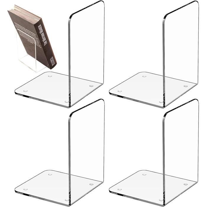 MerryNine Lot De 6 Serre-livres En Acrylique Transparent Pour étagères, Serre-livres Pour Livres Lourds, Serre-livres Antidérapants En Plastique Transparent Pour école, Bibliothèque, Bureau, 18 X 12