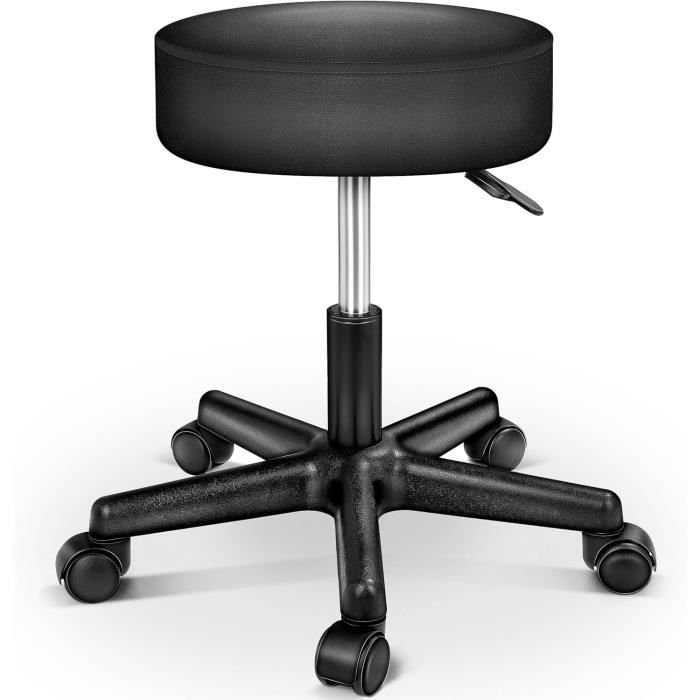 Tabouret De Travail TRESKO à Roulettes | Siège Pivotant 360° - Rembourrage 10cm (Gris)