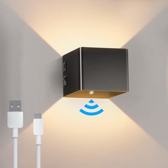 Leselux Plafonnier LED Avec Detecteur De Mouvement, 6000mAh Rechargeable Plafonnier Sans Fil Avec Télécommande, 19CM Rond Lampe Plafond 3000K-6500K Dimmable, Pour Escalier Couloir Garage, Sans Percer