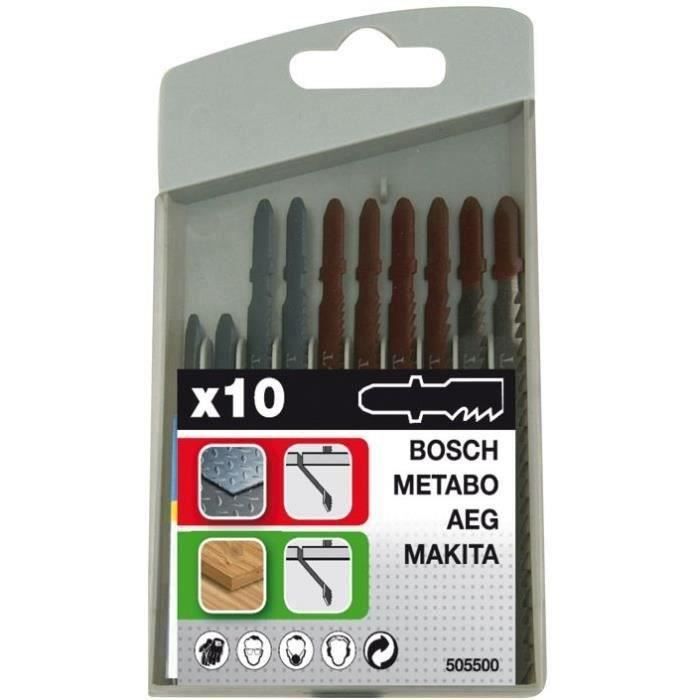 Coffret 10 lames scie sauteuse - bois et métal - sans monture à vis