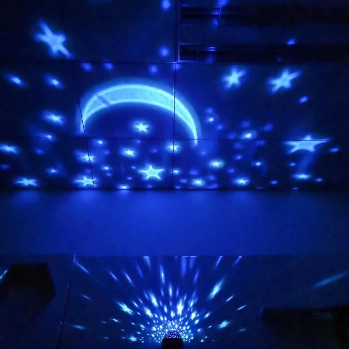 noir belle étoile motif vidéo projecteur 360 degrés rotaion porjection lumière lampe pour décoration de chambre à coucher