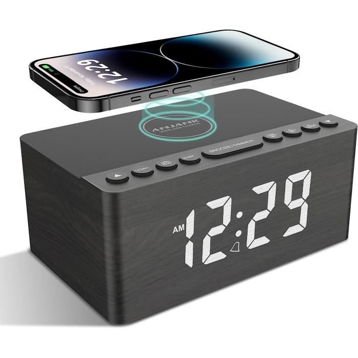 Radio-réveil Numérique Avec Chargeur Sans Fil – Bluetooth 5.3, Haut-parleurs 10W – Veilleuse RGB – Pour Chambre, Bureau