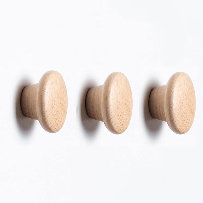 Lot De 25 Boutons De Tiroir En Bois - Ronds, Naturels (Kaki) - 24x20mm - Uxcell