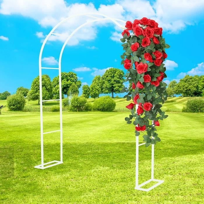 Arche De Jardin Demi-cercle En Acier – Support Plantes Grimpantes, 1.2x2.7 M, Blanc, Robuste