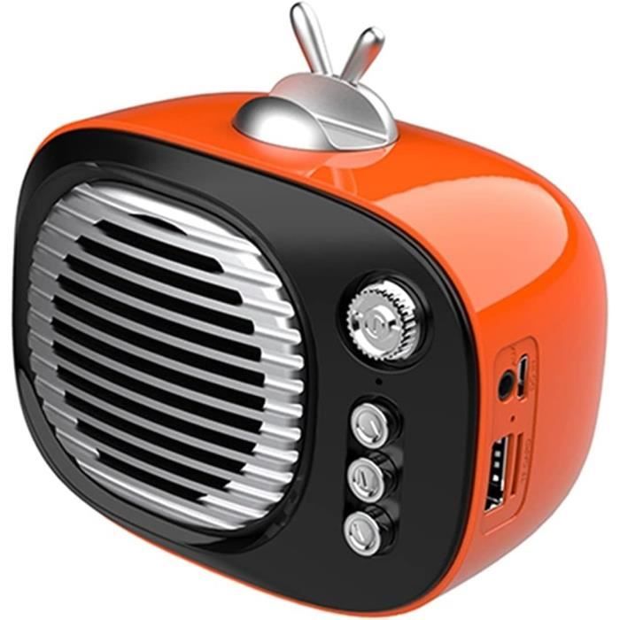 Mini Haut-Parleur Bluetooth Design Rétro et Radio-FM W06 (Brun Clair