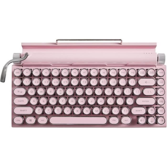 Clavier Bluetooth Vintage Diyeeni 86 Touches - Style Machine à écrire, Support Intégré, Compatible Win/Android/iOS