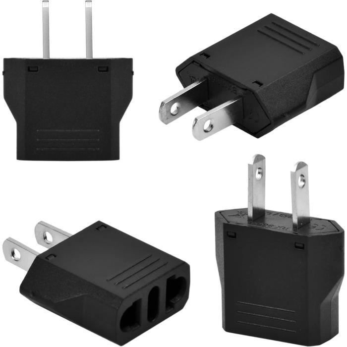 4 Pièces Adaptateur Prise France Vers Usa, Adaptateur De Voyage Pour ...