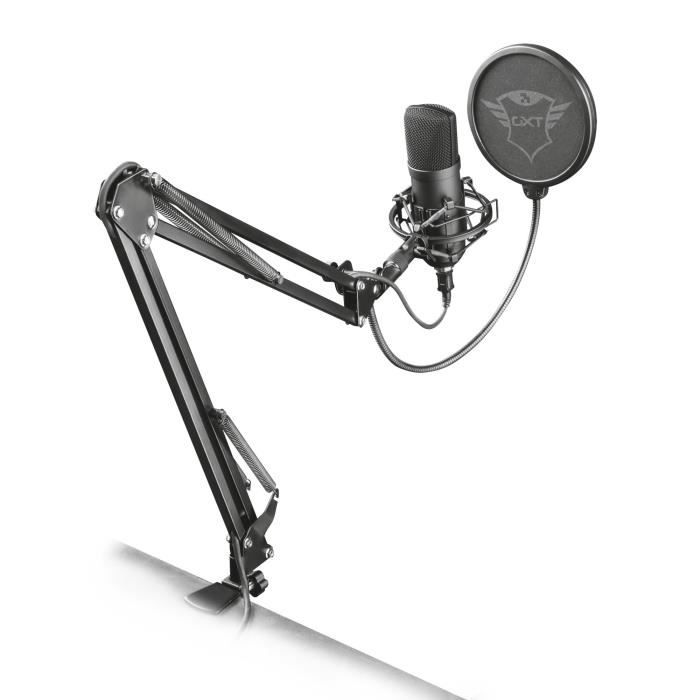 Trust Gaming GXT 242 Lance Microphone USB avec Filtre Anti-Pop et Trépied,  Micro Gamer avec Directivité Cardioïde, Micro pour PC, Ordinateur