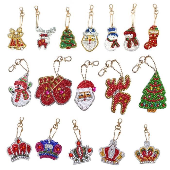 YICHEN 16 Pezzi Kit 5D Diamond Painting Portachiavi A Tema Natale Marino - Fai Da Te Con Strass E Strumenti - Creazione Portachiavi Per Borsa E Regali