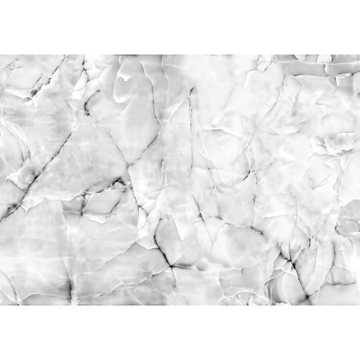 Papier Peint Intissé Marbre Blanc Abstrait Gris 254x184 cm Structure Mur Pierre Chambre Salon Photo Non Tissé Muraux Trompe l'oeil