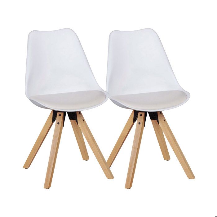 WOHNLING Ensemble de 2 Salle à manger rétro chaise blanche rembourrée cuisine Chaise dossier