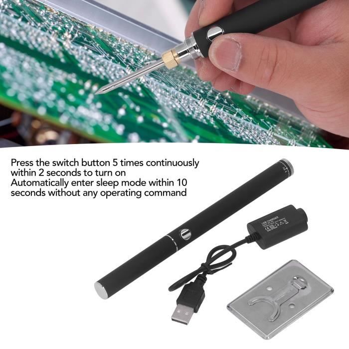 Fer à Souder Portable USB C212A - 15W - Rechargeable - Sans Fil - Avec 3 Pannes