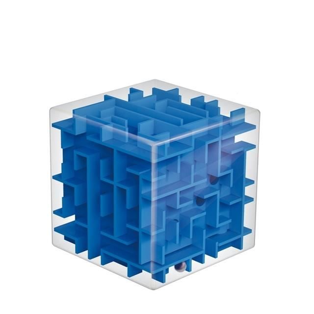 Sphère Labyrinthe 3D – Cube Casse-tête Rotatif Avec Perles – Défi Logique Pour Enfants Et Adultes – Bleu, 6,9 Cm
