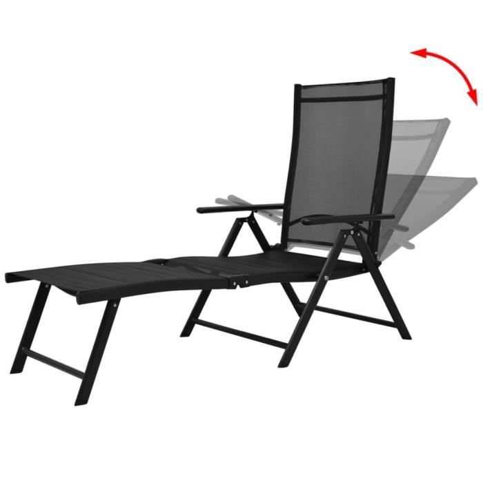 Chaise longue pliable Aluminium Noir Cdiscount Jardin