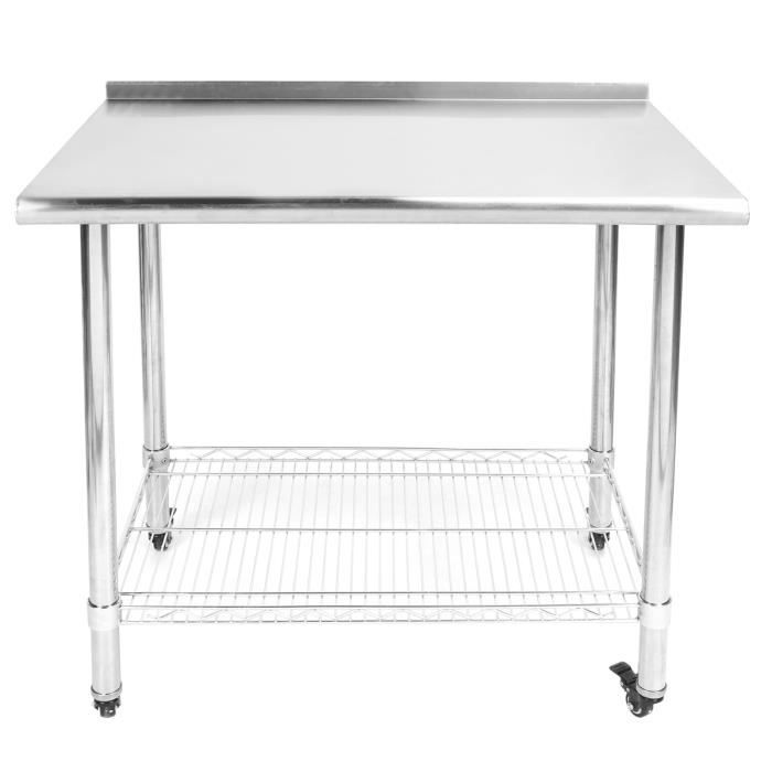 Table De Travail Inox 60x30x85 Cm Avec Roulettes & Étagère – Plan De Travail Cuisine Pro 300 Kg