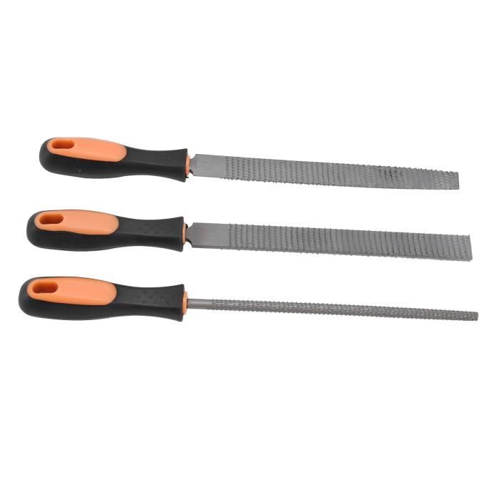 LAN 3 pièces lime à bois râpe à dents grossières demi-rond plat kit  d'outils à main pour le travail du bois