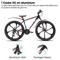 VTT Hiland 26 Pouces – Cadre Alu, Fourche Suspendue, Freins Disque, 21 Vitesses – Homme/femme/adolescent