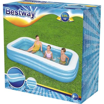 Piscine Gonflable Enfant Rectangulaire 210x145x65 Cm – Ballons + Pistolets à Eau – Rose