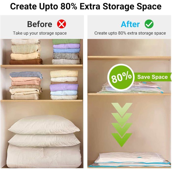 Lot De 6 Sacs Sous Vide Pour Vêtements Et Couettes, 3 Tailles