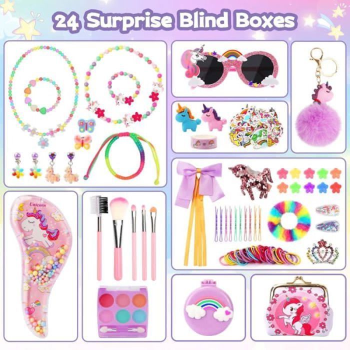 Calendrier De L'avent Licorne Fille 2022, Sutoco Calendrier De L'avent Enfant, 24 Rose Bijoux