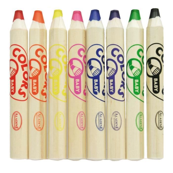 Gros Crayons de Couleur Aladine Colors Baby Jumbo - 8 couleurs vives