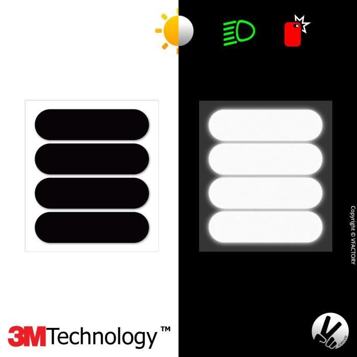 VFLUO Kit 4 Bandes Réfléchissantes Noires Pour Casque Moto - Homologation Française, Technologie 3M, Haute Visibilité