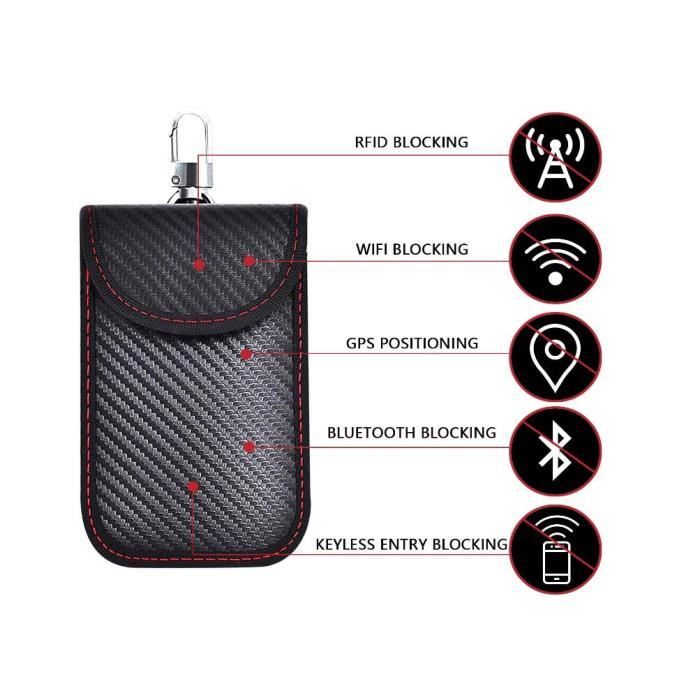 Lot De 2 Pochettes Faraday Anti-RFID Pour Clés De Voiture - Protection Contre Le Piratage De Signal - Couleurs Assorties (11,5 X 7,2 Cm)