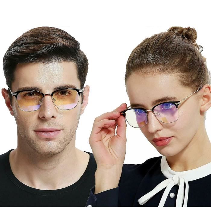 Ototon® Lunette Anti Lumiere Bleue Ultra Léger TR90 + Métal Anti Fatigue  Filtre UV Monture de Lunettes pour Homme Femme - Or - Cdiscount Bijouterie