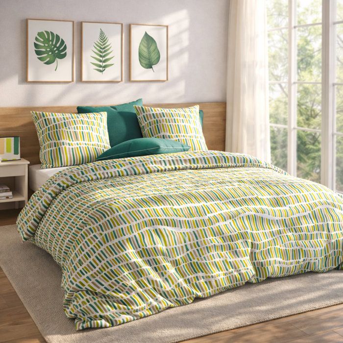 Housse De Couette 220x240 Vert Sauge + 2 Taies 65x65 – Microfibre Ultra Douce Oeko-Tex – Duvetnova