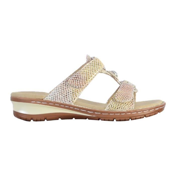 Mules enfiler Ara Hawaii Femme Blanc or Talon compens