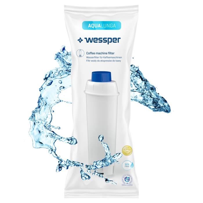 Kit accessoires Wessper pour DeLonghi Magnifica S ECAM 21.117.SB -  Détartrant + 3x Filtre - Blanc-bleu - OEM