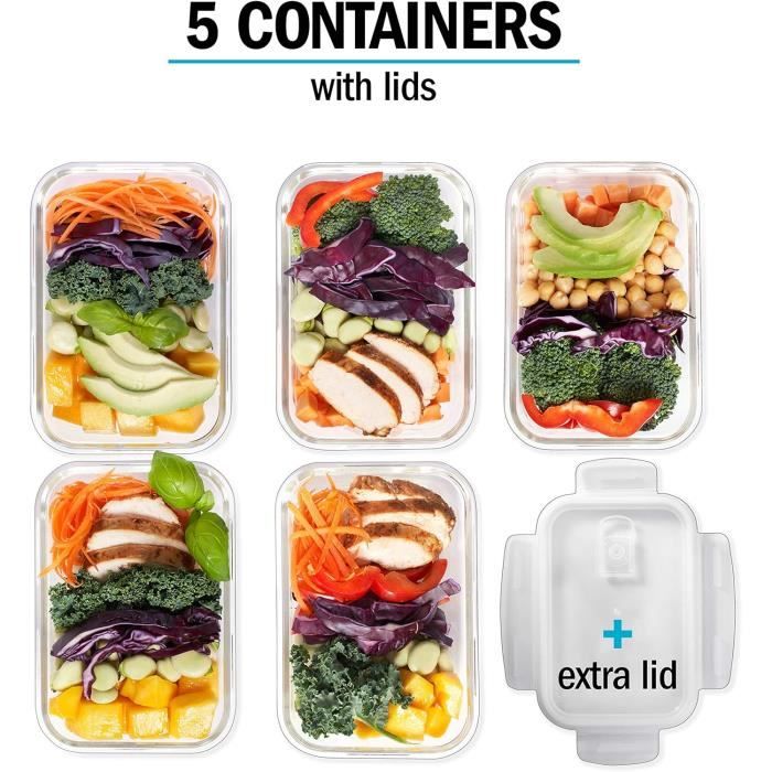 Igluu Meal Prep - [Lot de 5 Boîtes alimentaires en verre pour préparation  des repas - Réutilisables, sans BPA - Compatibles Micr62 - Cdiscount Maison