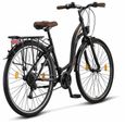 Licorne Bike Stella Premium City Bike 24,26 et 28 pouces – Vélo hollandais, Garçon [Noir, 28]-2