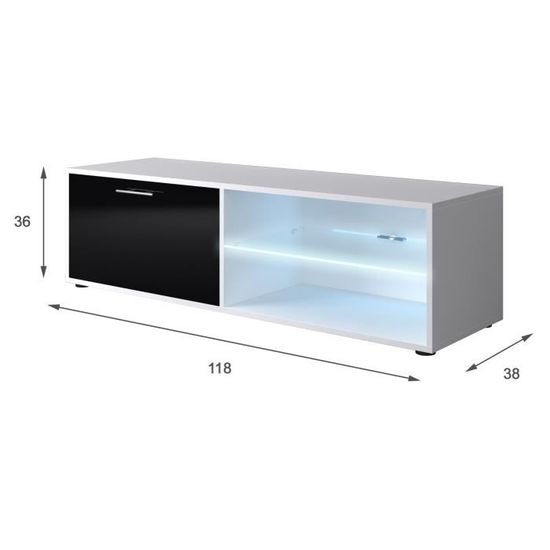 Faire Un Trou Dans Un Meuble Tv Kora Meuble Tv Led Contemporain Blanc Et Noir Brillant L 118 Cm Achat Vente Meuble Tv Kora Meuble Tv Cdiscount