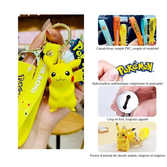 Porte-clés Pokemon Pikachu en PVC pour hommes et garçons, porte-clé,  mignon, pour sac de