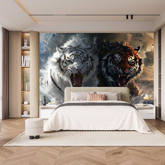 Papier Peint Photo 3D Peau De Tigre 7182NA - Mural Décoratif Pour Salon
