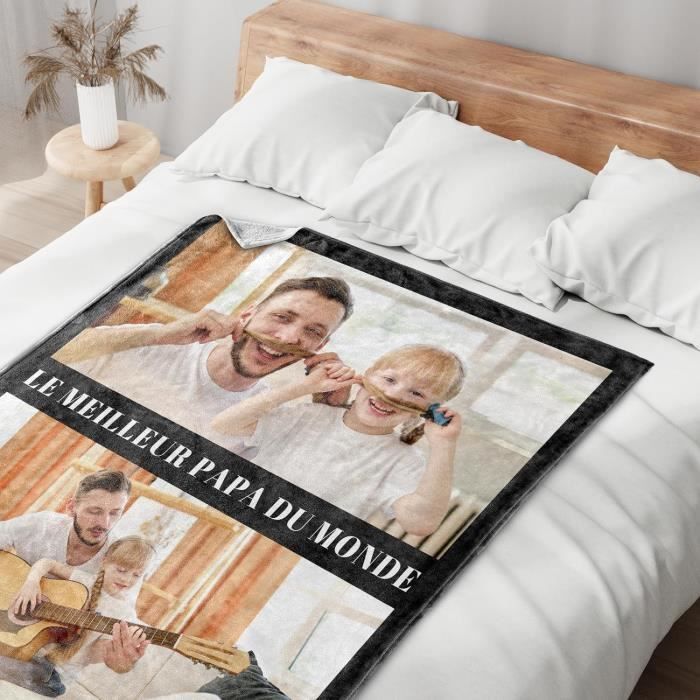 Couverture Personnalisée Photo Bemaystar - Plaid Photo Customisé - Cadeau Unique Pour Famille, Amis, Anniversaire, Noël