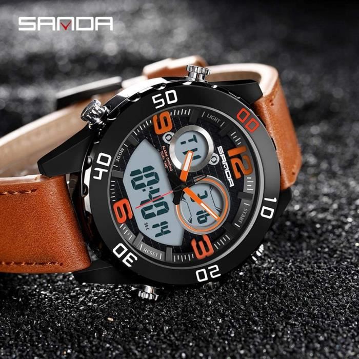 Montre homme bracelet deals cuir pas cher