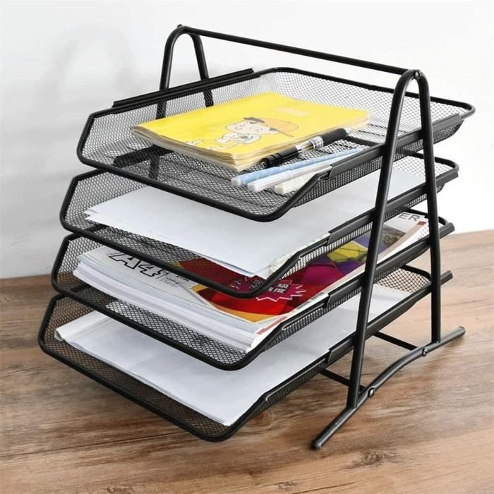 Corbeille à Courrier A4 Empilable 3 Niveaux Blanche - Organiseur Bureau