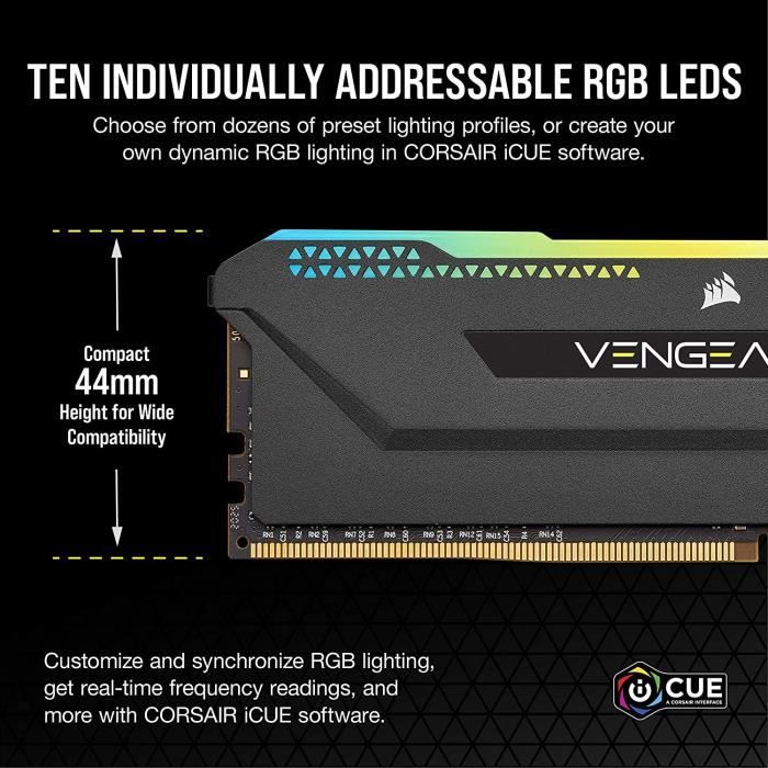 Mémoire RAM Corsair Vengeance RGB Pro DDR4 3200 PC4-25600 16 Go 2x8 Go CL16