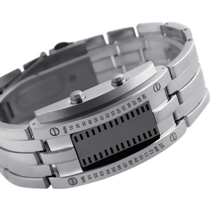 Montre numérique LED avec date, heure, alimentée par piles, étanche, pour homme et femme, montre